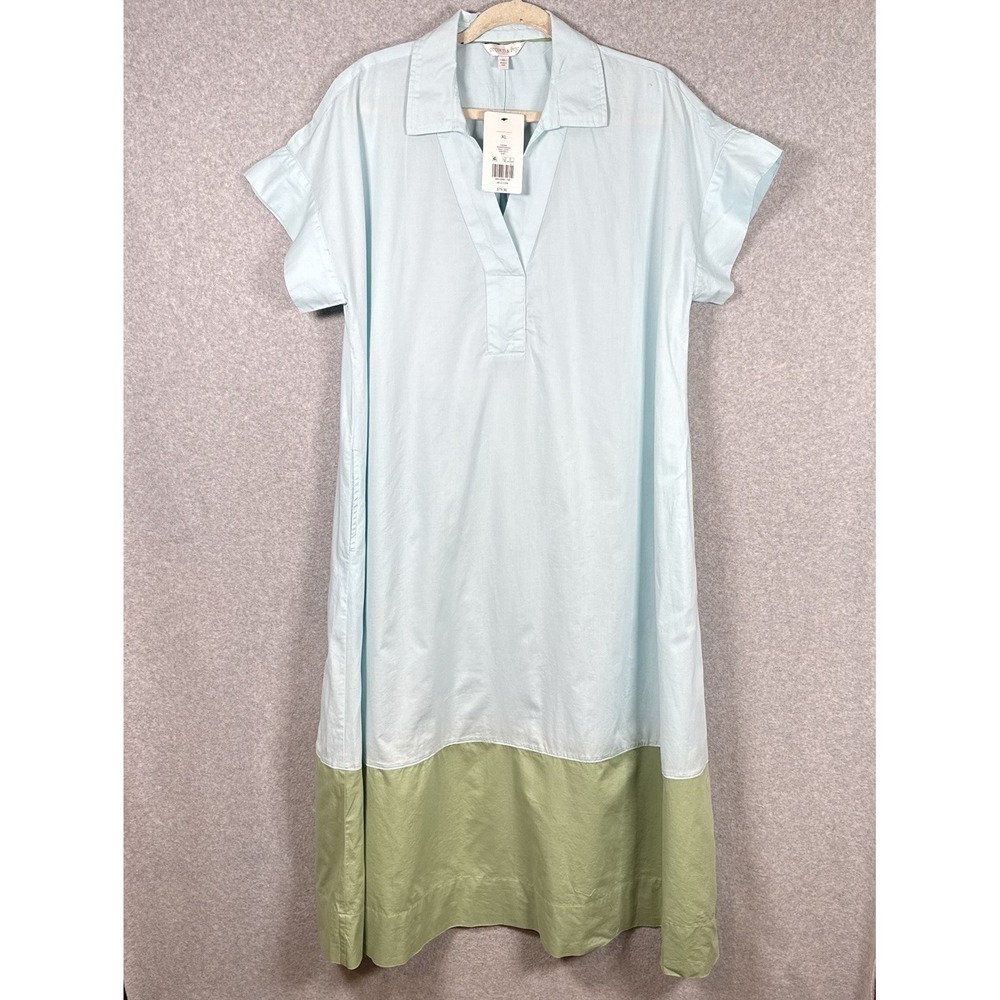 Crown and ivy maxi dress womens XL blue green short sleeve cotton